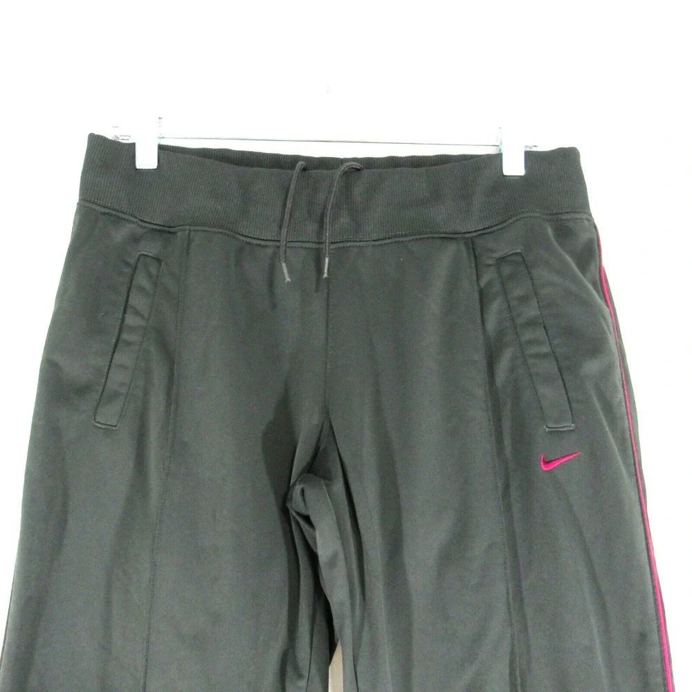 Nike Trackpants Womens SizeLarge Gray Mid Rise Pockets‎ Ankle Zip Drwastring